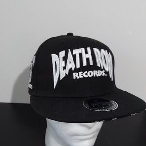 Death Row Records Hat Cap Fitted Mens 7 1/4 Black Paisley Lids Exclusive Hip Hop